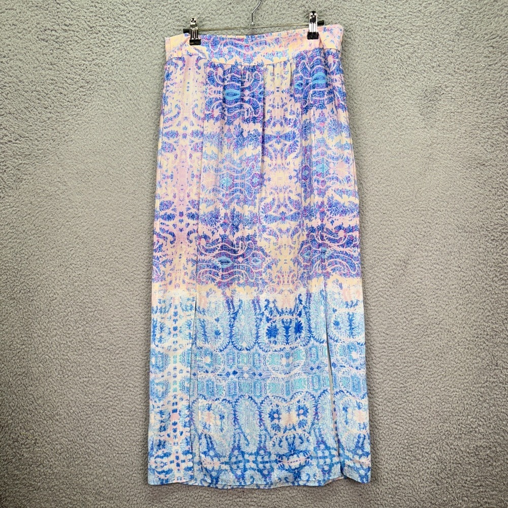 Maeve Skirt Womens S Purple Waimea Maxi Sheer Overlay Paisley 100% Silk Spring